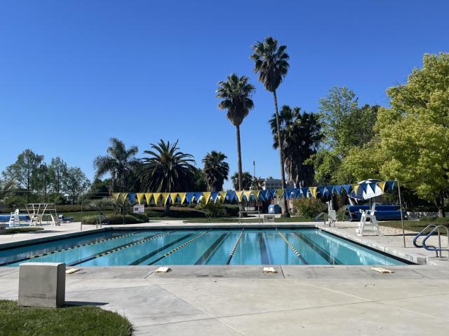 UC Davis Rec Pool lap swimming pool on a sunny day.